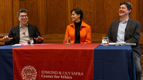 three event panelists laughing