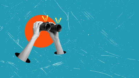 binoculars against sun collage