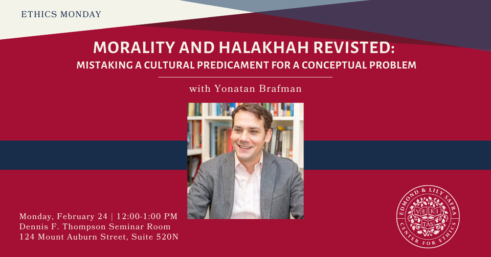 Yonatan Brafman Ethics Monday flyer