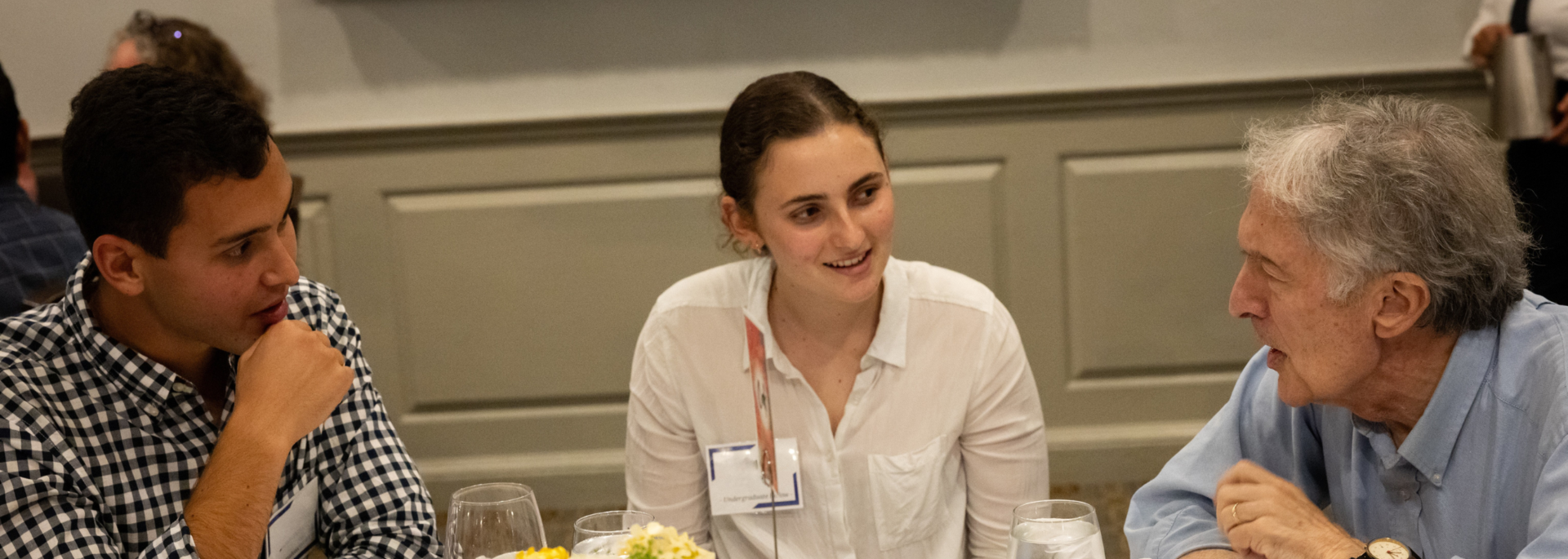 Undergraduate fellows share dinner discussion with a member of the Faculty Committee
